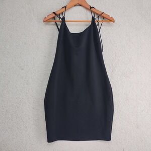 GUESS Dress Womens M Black Strappy Slip Mini Bodycon Zipper Back Party Evening